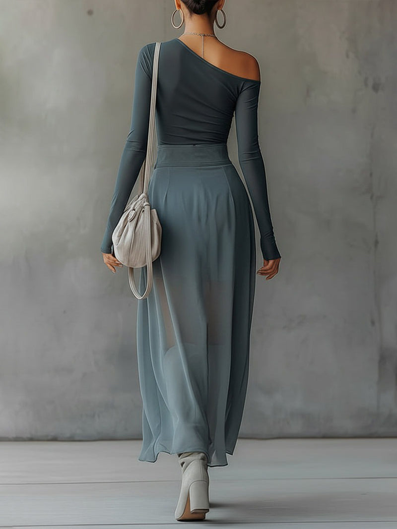 Moda Lusitana - Vestido Maxi de Manga Longa