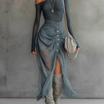 Moda Lusitana - Vestido Maxi de Manga Longa