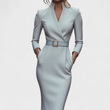 Mandarin - Vestido Preto Refinado com Cinto e Gola
