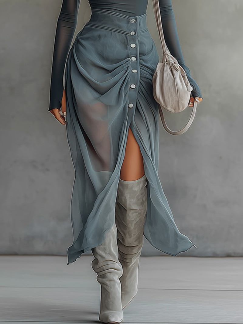 Moda Lusitana - Vestido Maxi de Manga Longa