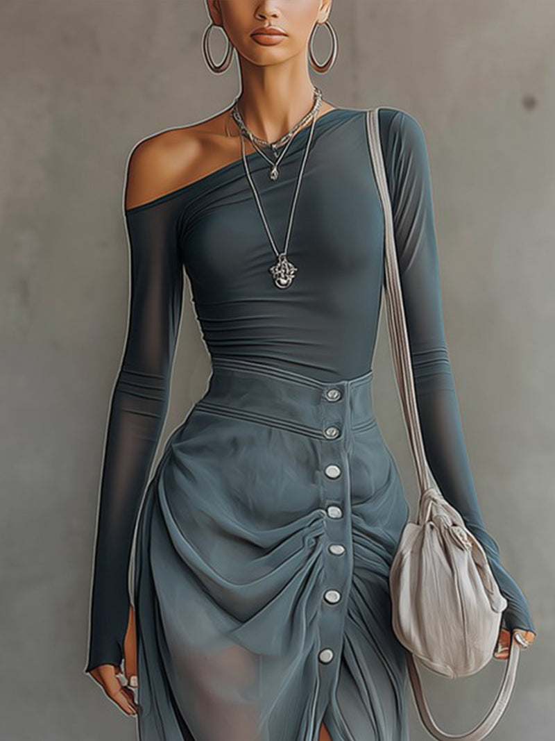 Moda Lusitana - Vestido Maxi de Manga Longa