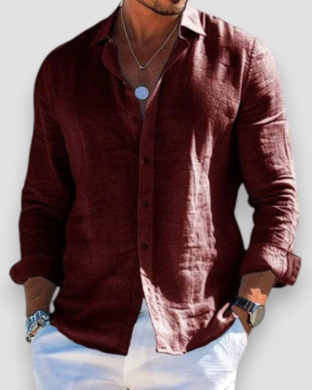 Moda Lusitana - Camisa Casual de Algodão