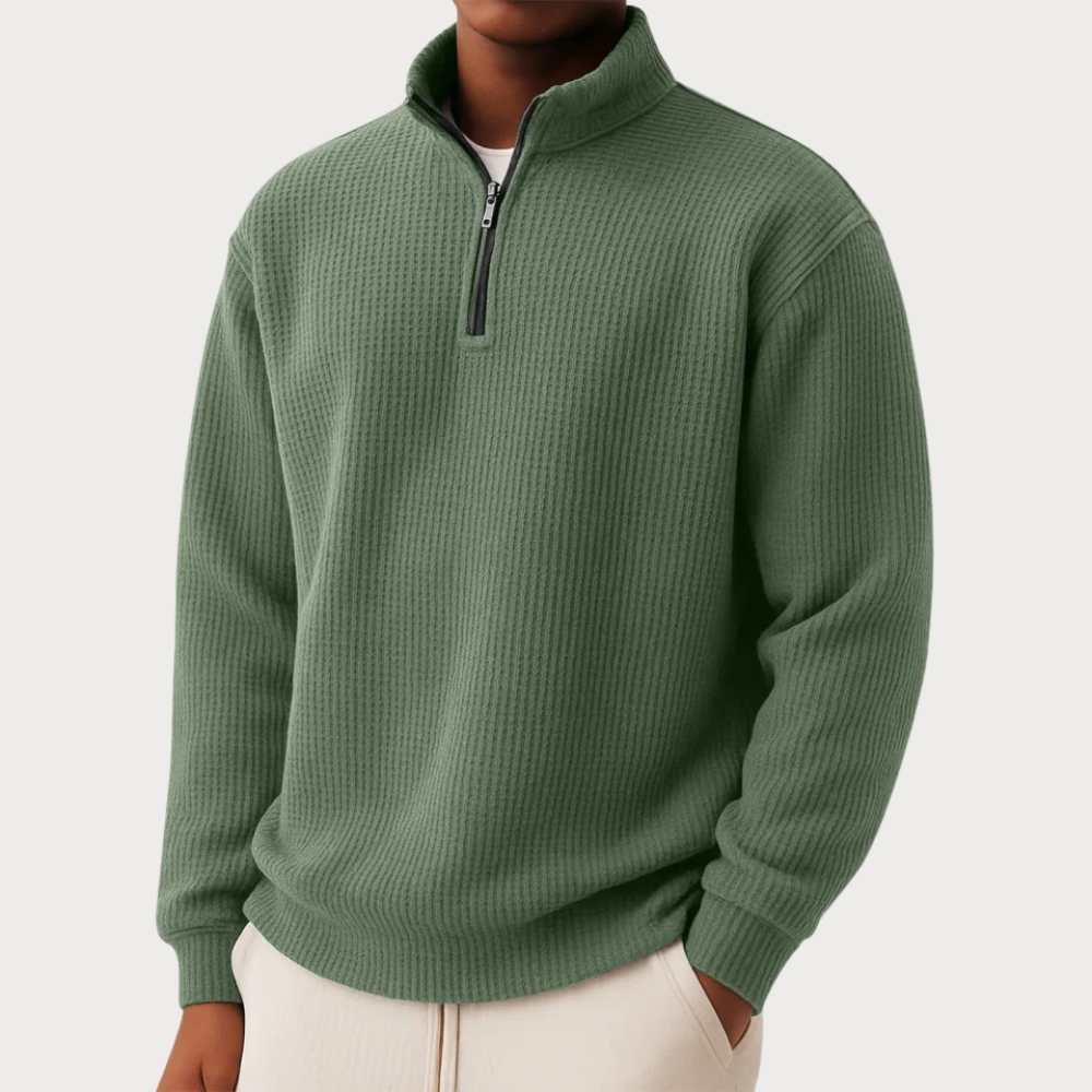 Camisola de malha elegante com fecho