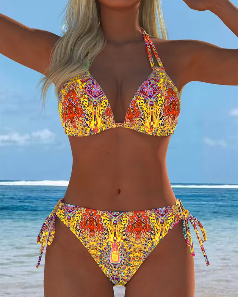 Moda Lusitana - Biquíni Estampado Com Decote Halter