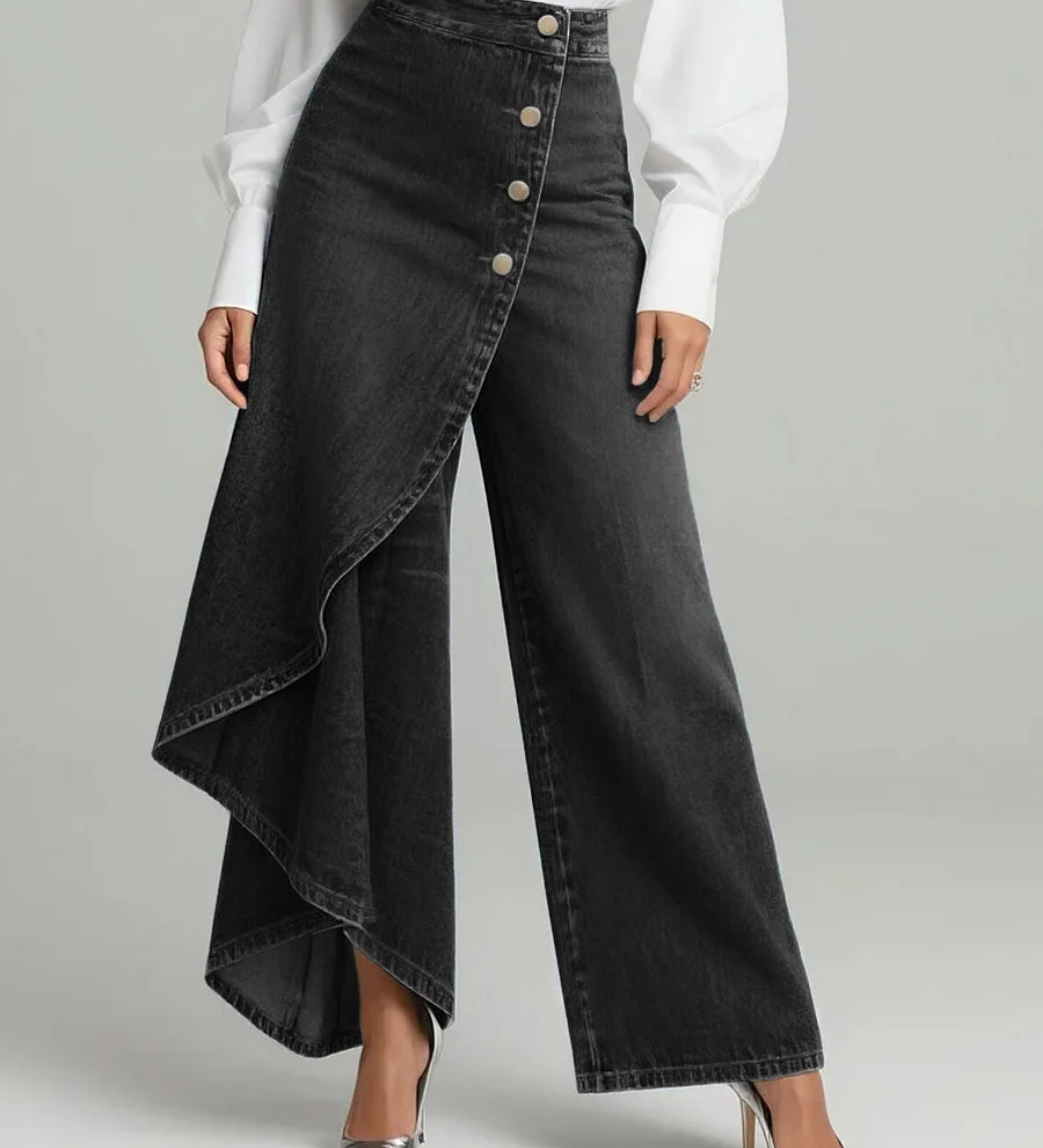 Moda Lusitana - Calças de ganga com laço na cintura