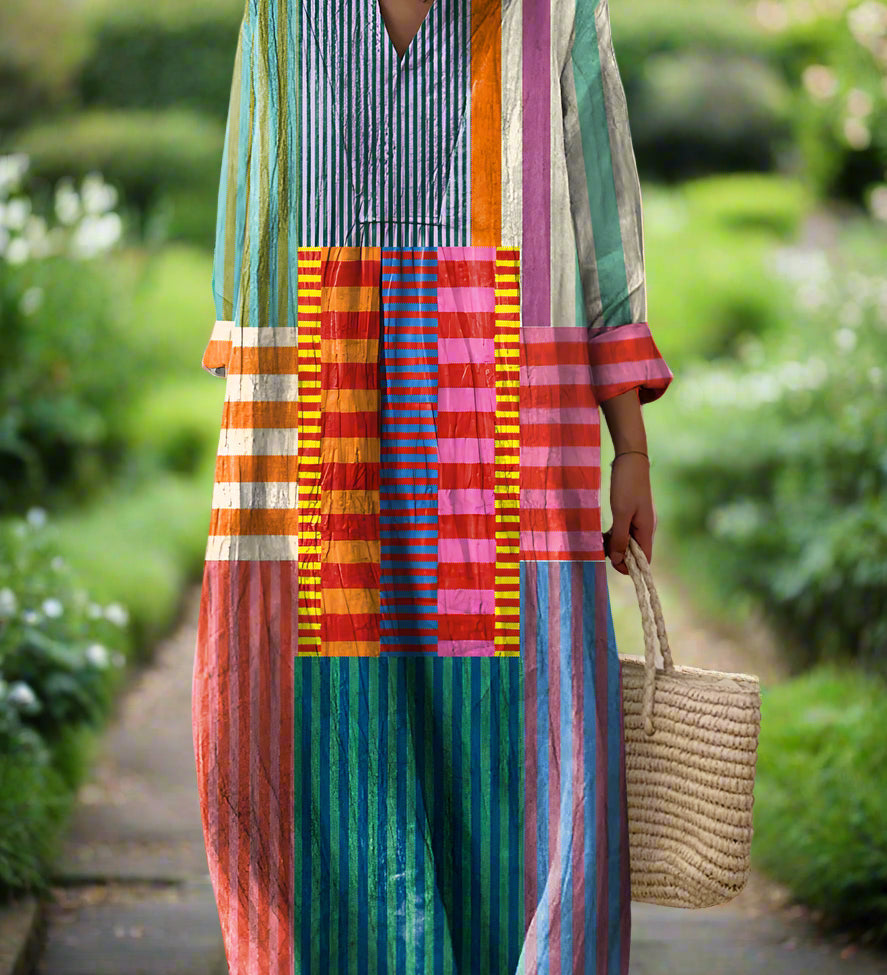 Lia™ | Vestido de Arte Geométrica Atemporal