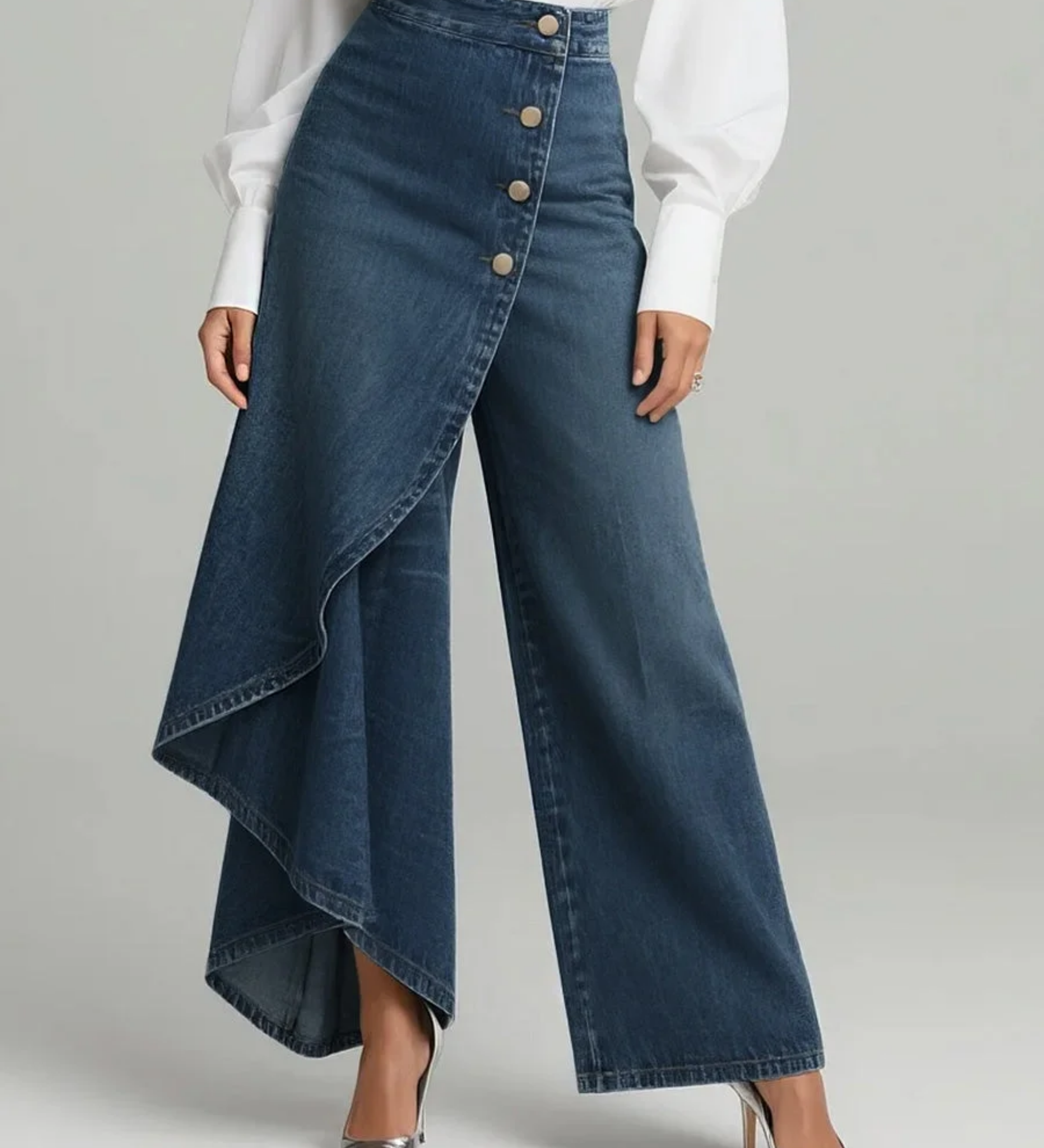 Moda Lusitana - Calças de ganga com laço na cintura