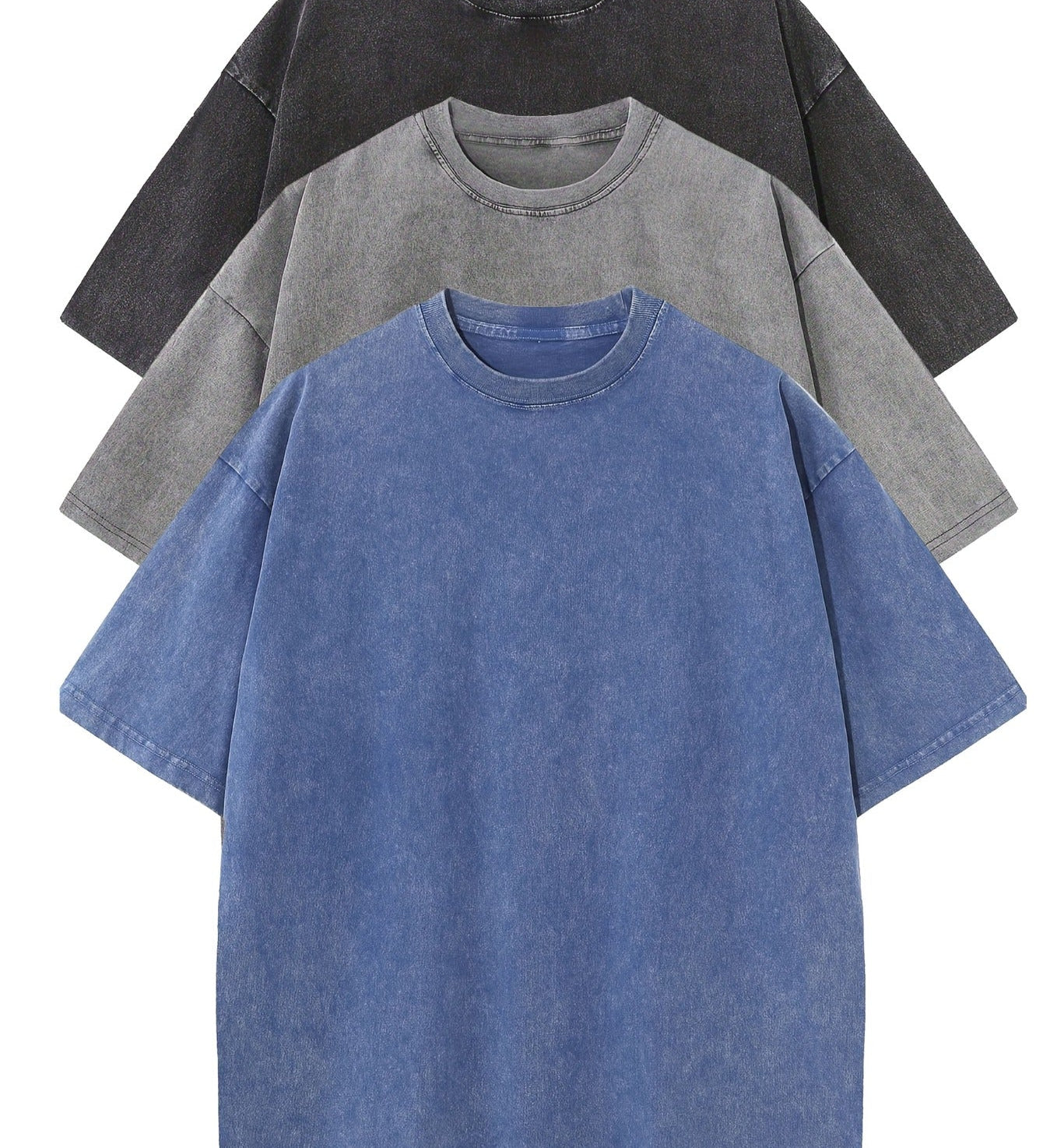 Conjunto de t-shirts de algodão casual de tamanho grande - 3 unidades