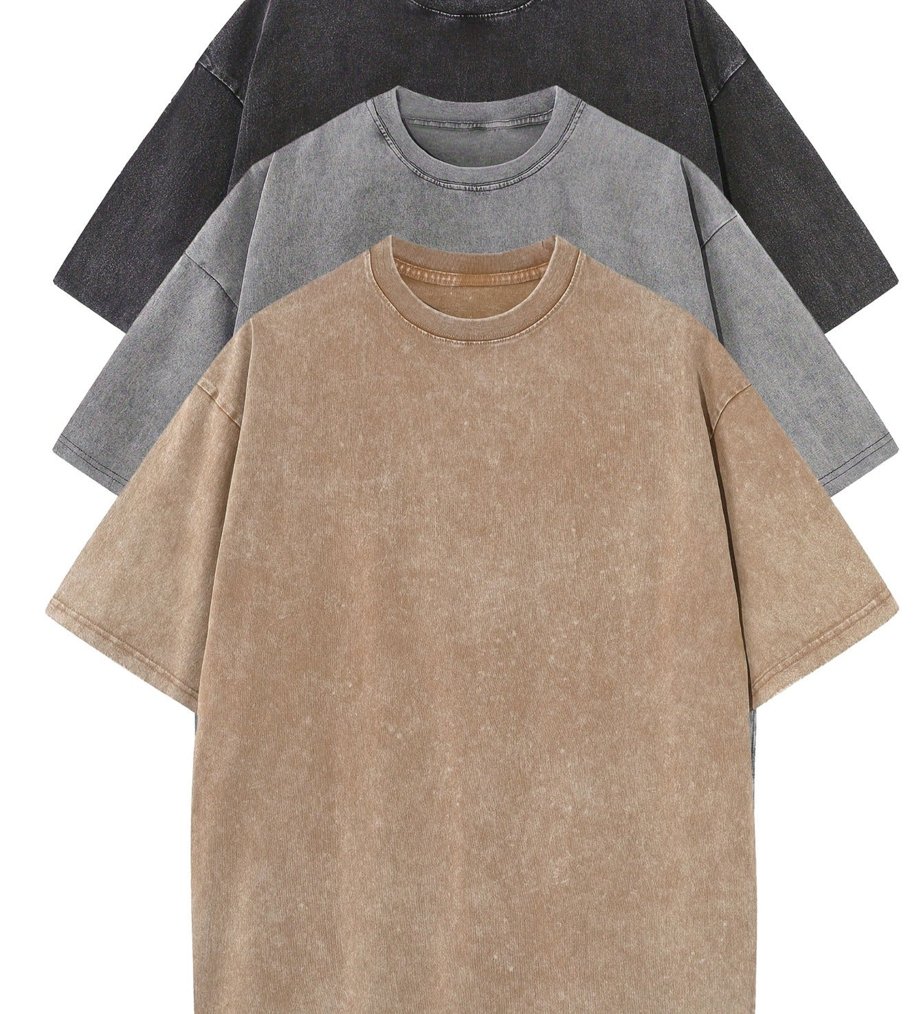 Conjunto de t-shirts de algodão casual de tamanho grande - 3 unidades