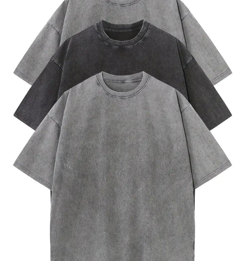 Conjunto de t-shirts de algodão casual de tamanho grande - 3 unidades