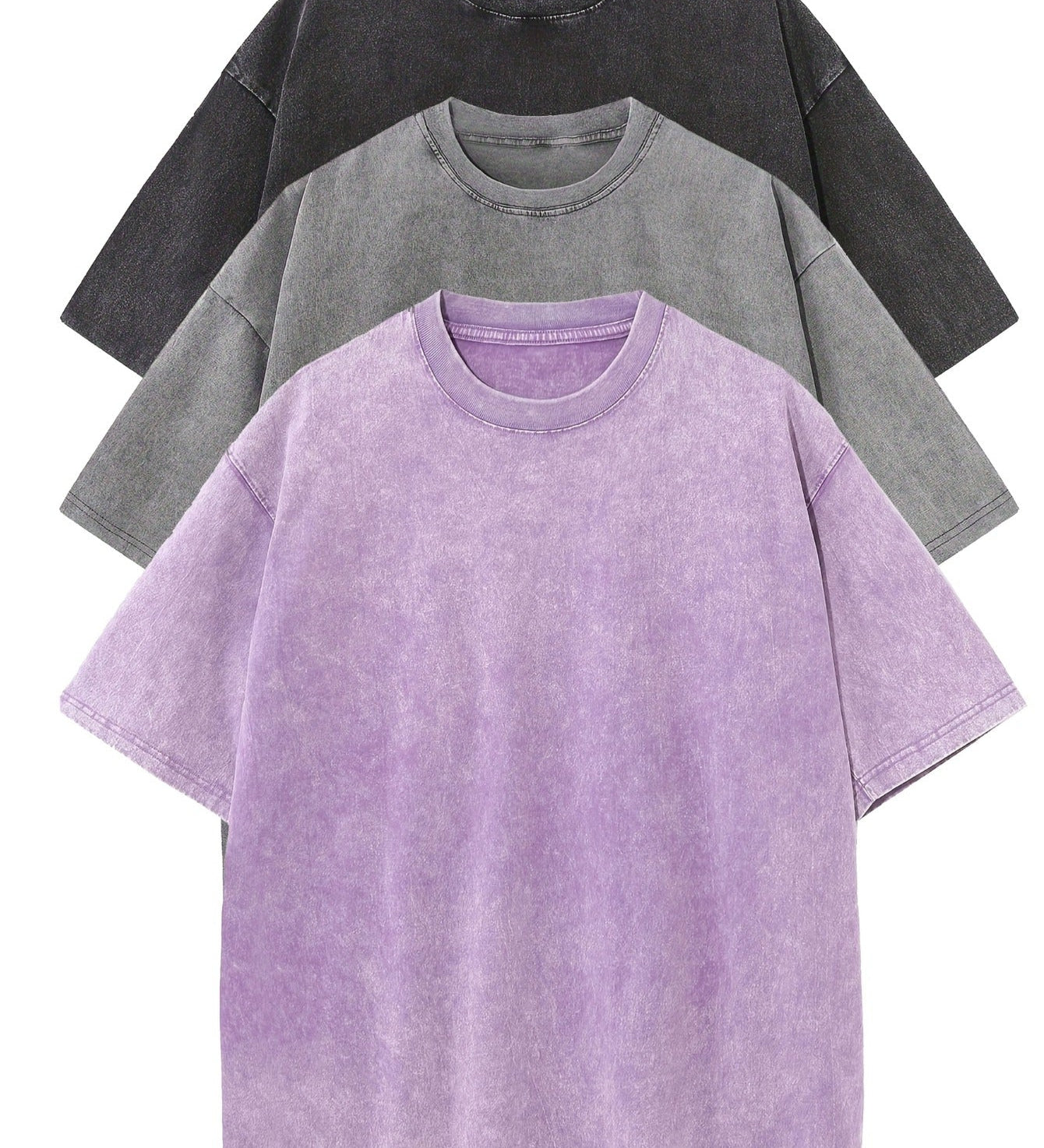 Conjunto de t-shirts de algodão casual de tamanho grande - 3 unidades