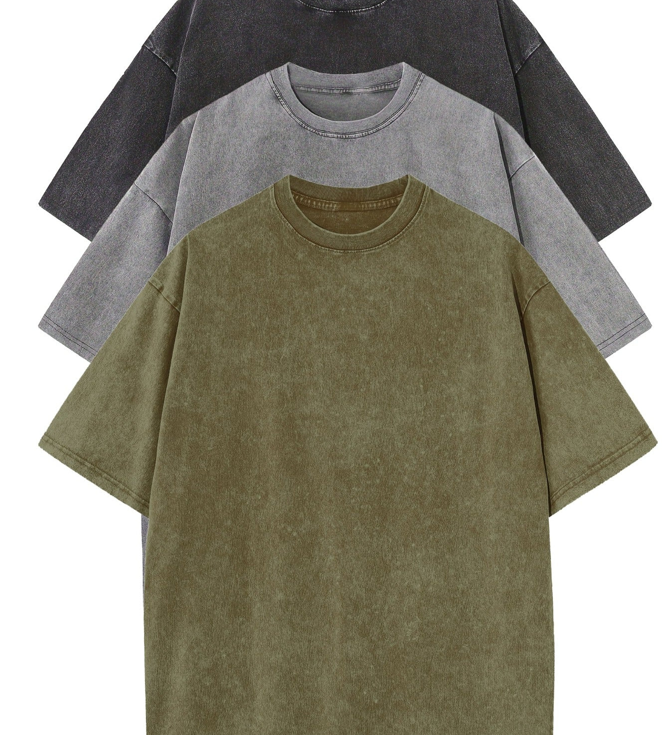 Conjunto de t-shirts de algodão casual de tamanho grande - 3 unidades