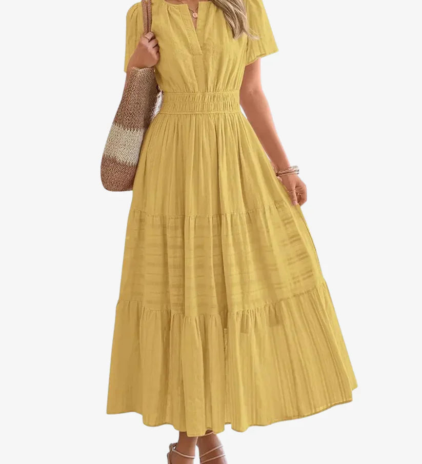 Moda Lusitana - Vestido Boho com Elástico na Cintura