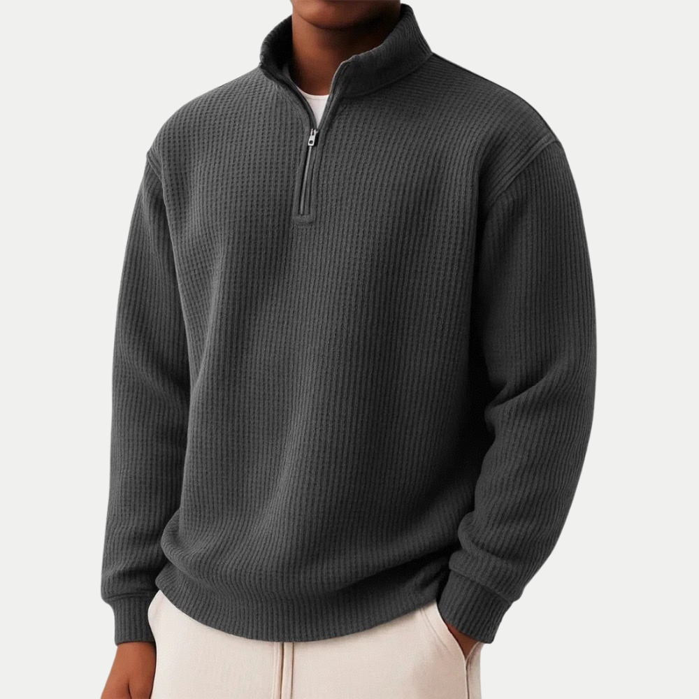 Camisola de malha elegante com fecho