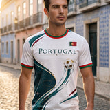 Camiseta com estampa artística de torcida para jogos de futebol da seleção portuguesa masculina