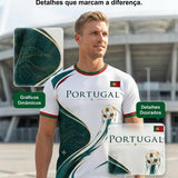 Camiseta com estampa artística de torcida para jogos de futebol da seleção portuguesa masculina