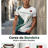Camiseta com estampa artística de torcida para jogos de futebol da seleção portuguesa masculina