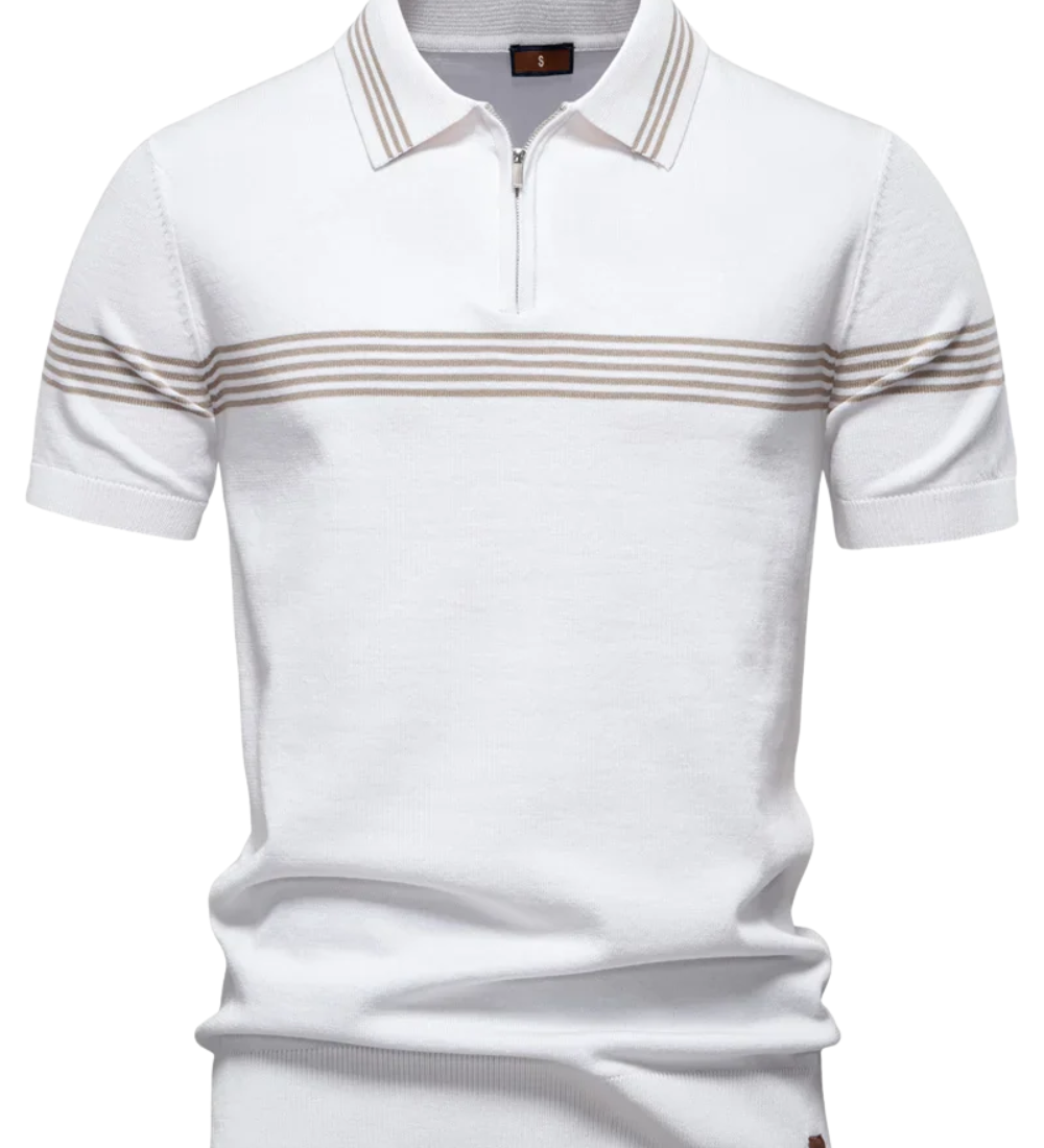 Camisa pólo com riscas