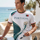 Camiseta com estampa artística de torcida para jogos de futebol da seleção portuguesa masculina