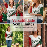 Mulheres Portugal Futebol Jogo Cheering Art Print V-Neck Top