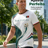 Camiseta com estampa artística de torcida para jogos de futebol da seleção portuguesa masculina