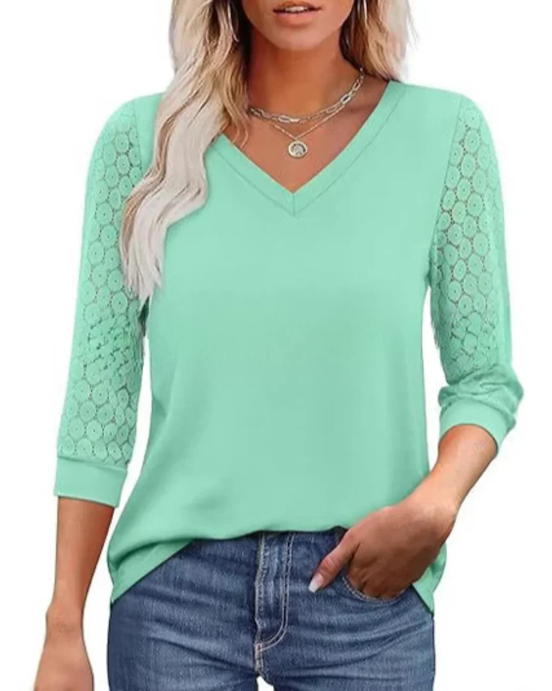 Moda Lusitana - Blusa com Renda na Manga