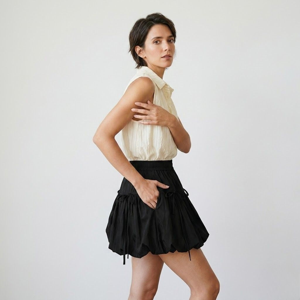 Saia Curta Fluída com Volume Suave e Movimento Natural