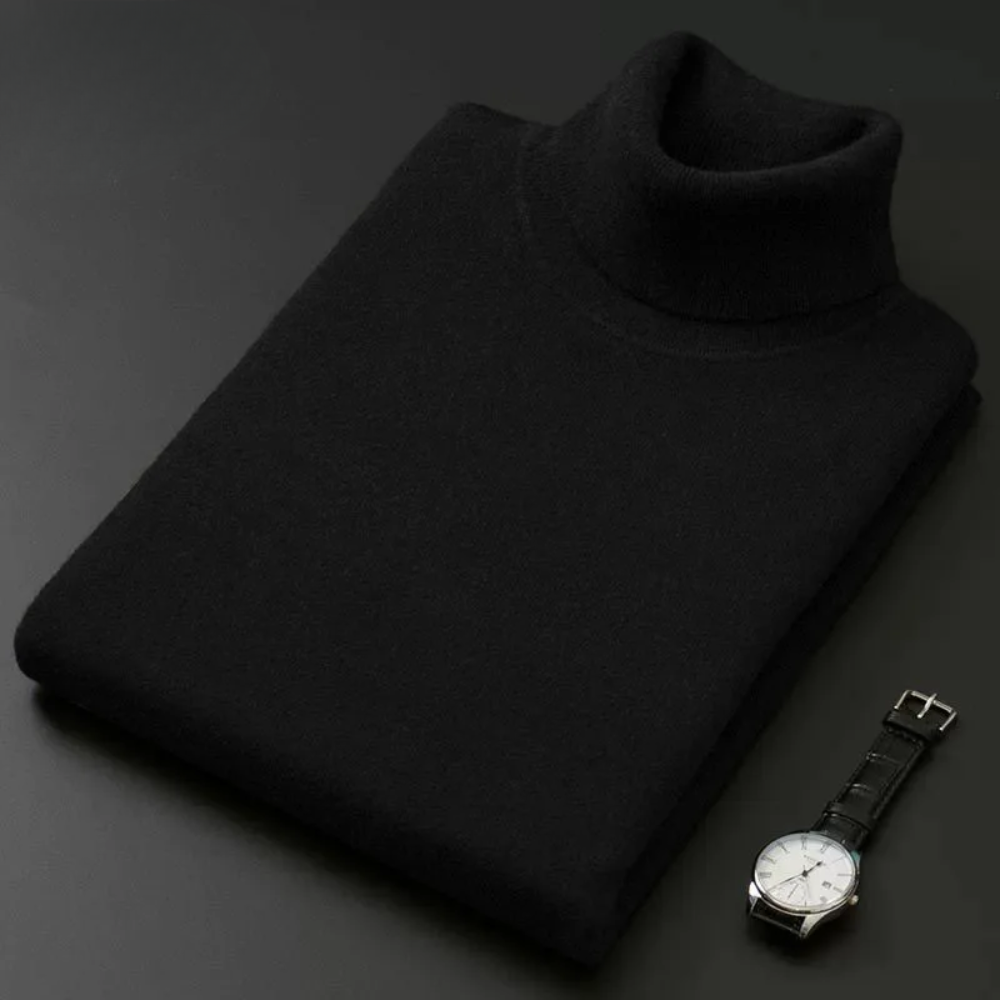 Elegante camisola de gola alta em algodão