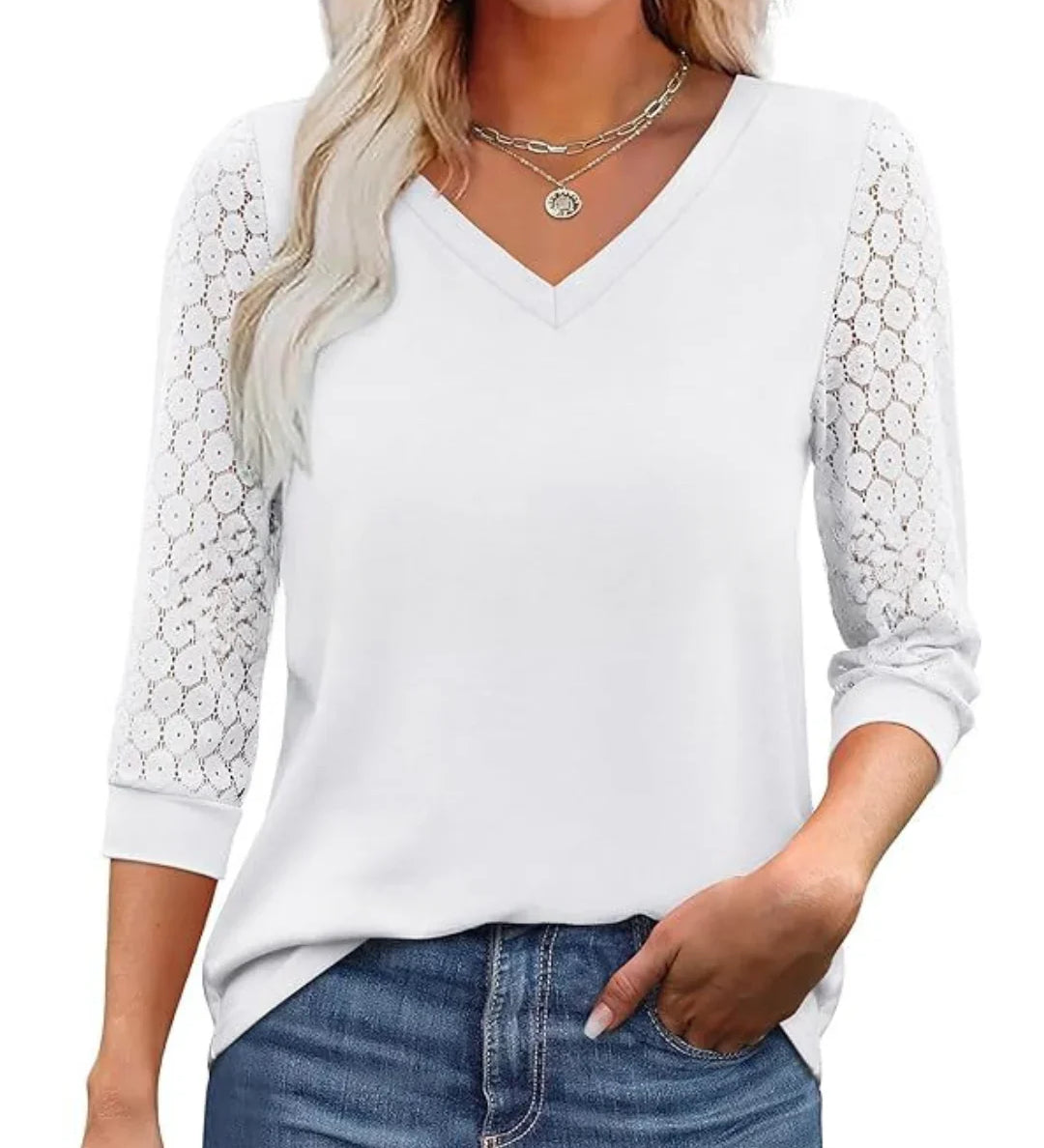 Moda Lusitana - Blusa com Renda na Manga