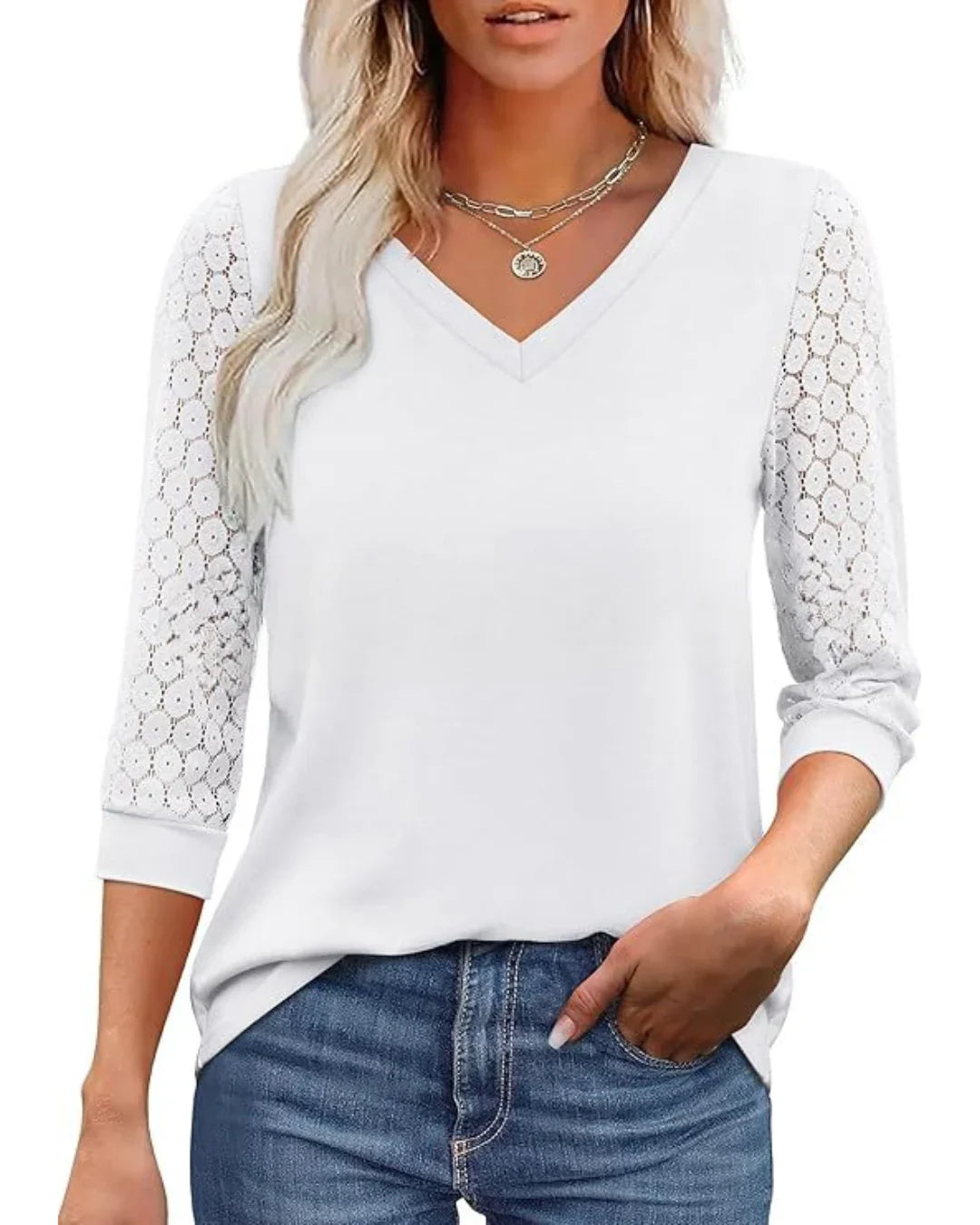 Moda Lusitana - Blusa com Renda na Manga
