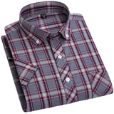 Camisa de algodão de manga curta axadrezada