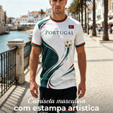 Camiseta com estampa artística de torcida para jogos de futebol da seleção portuguesa masculina