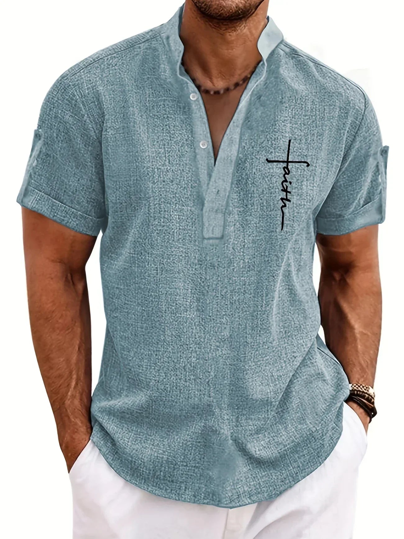 Moda Lusitana - Camisa Elegante com Colarinho Moderno