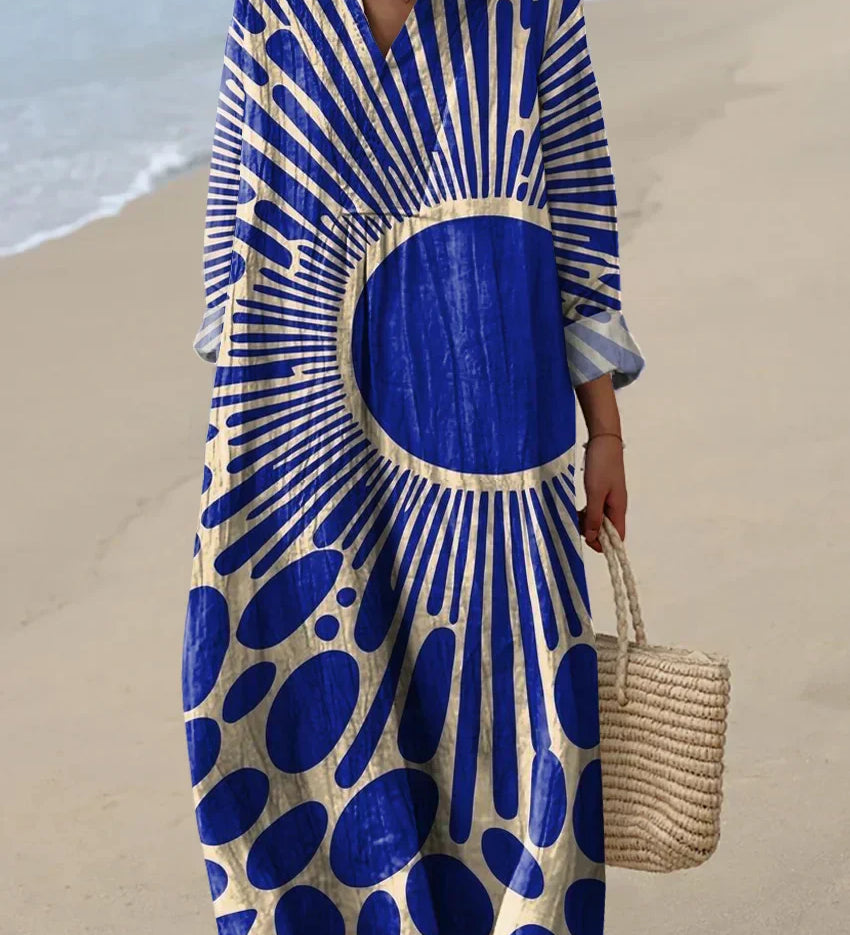 Denise - Vestido de Verão com Padrão Gráfico