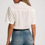 Moda Lusitana - Blusa Elegante com Bordado Floral