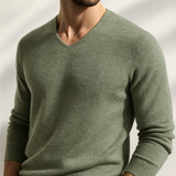 Camisola elegante de caxemira com decote em V