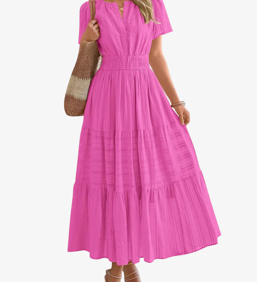 Moda Lusitana - Vestido Boho com Elástico na Cintura