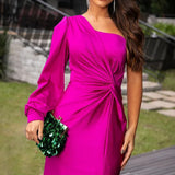 Vestido de Cetim com Fenda