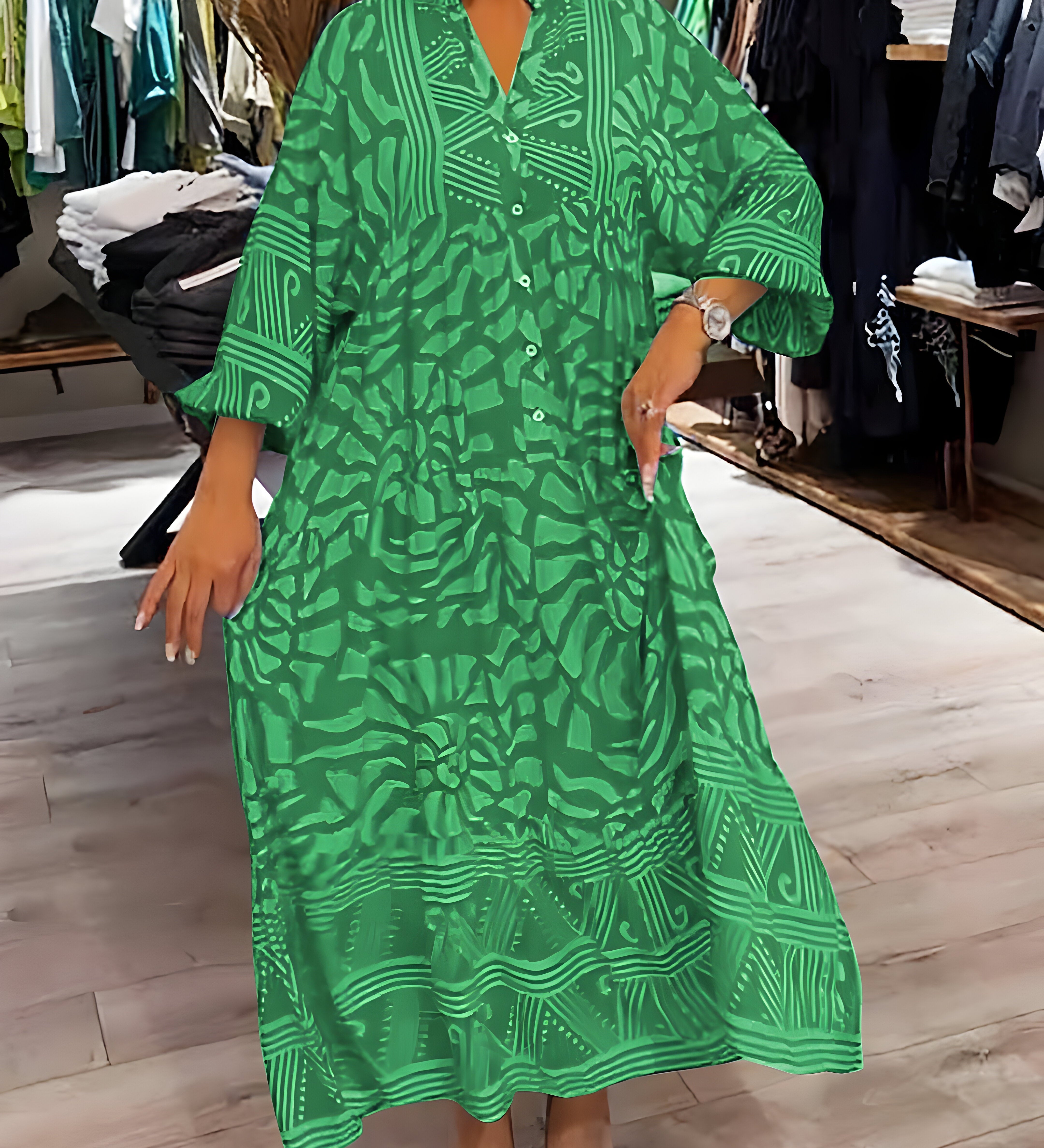 Inge™ | Vestido estampado com decote em V