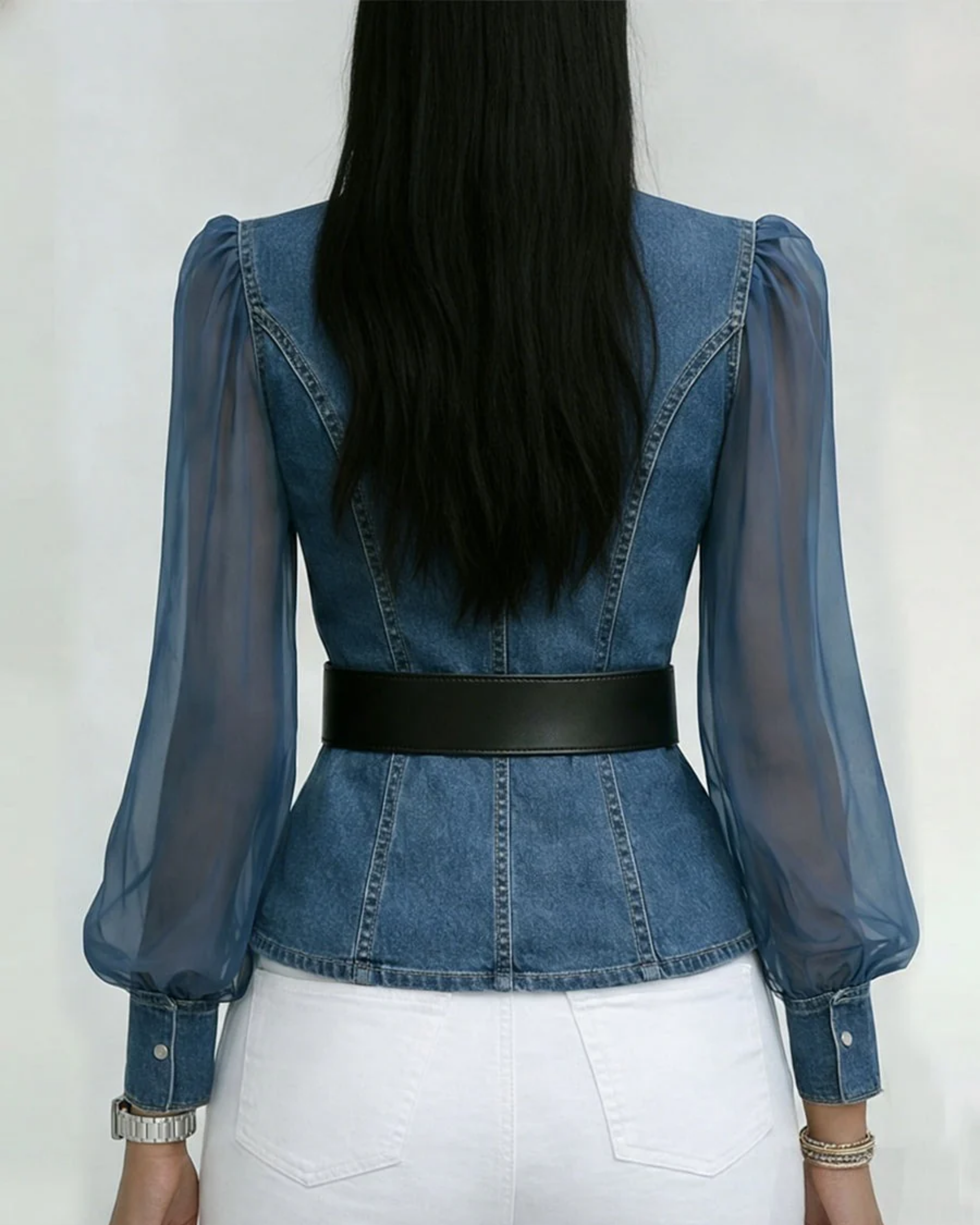 Moda Lusitana - Blusa Elegante com Mangas em Chiffon