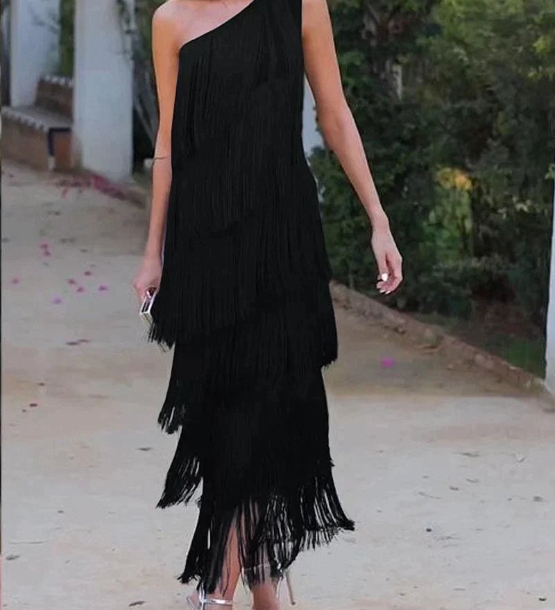 Laura | Vestido longo com franjas