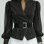 Moda Lusitana - Blusa Elegante com Mangas em Chiffon