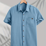Camisa casual de algodão de manga curta
