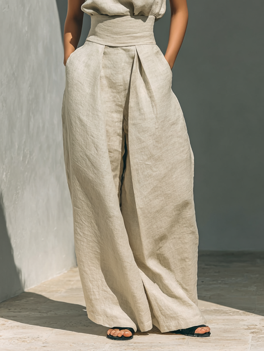 Conjunto Minimalista de Algodão e Linho