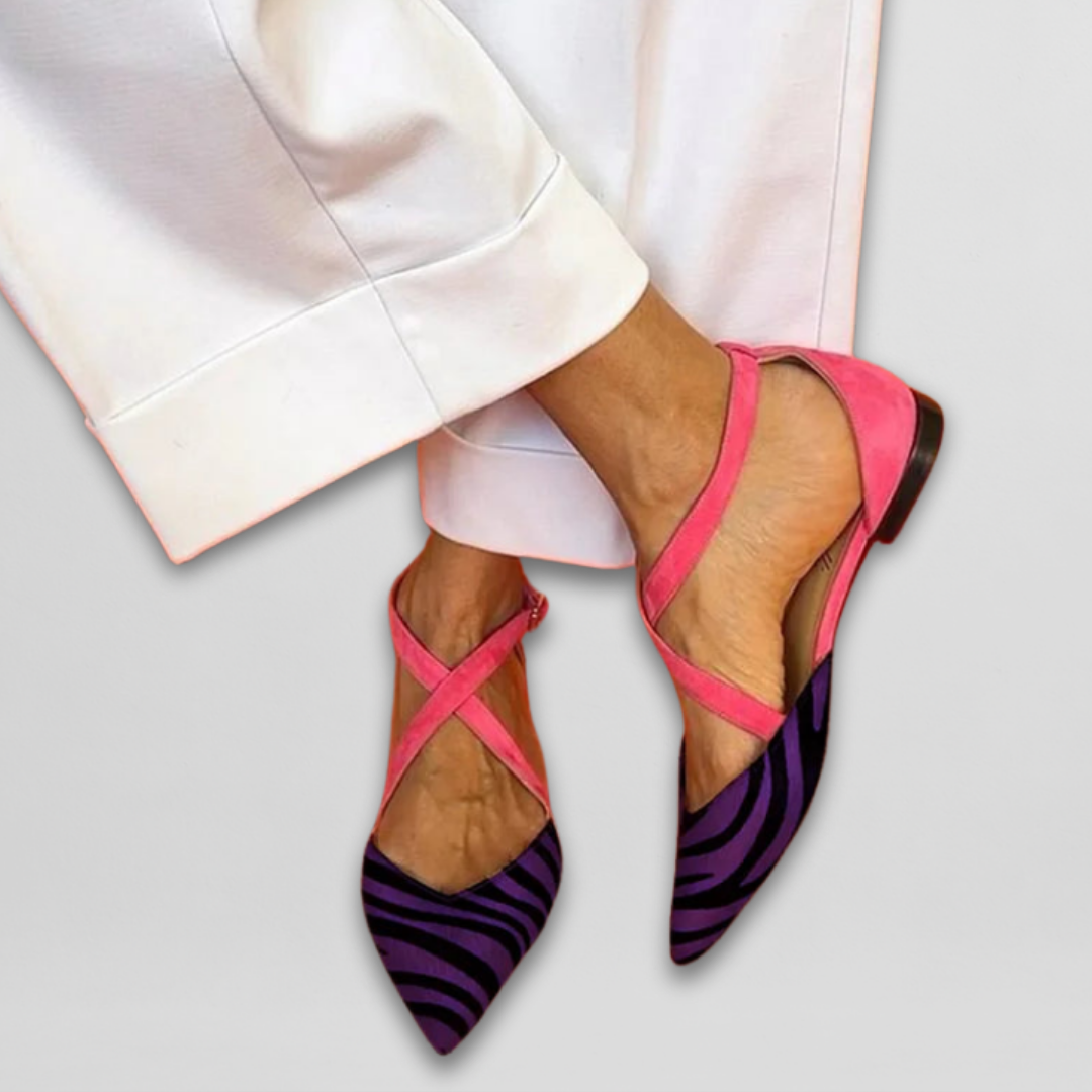 Fenna | Bailarinas com tiras estilo Zebra para Mulher