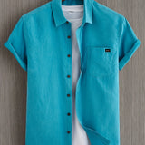 Camisa casual de algodão de manga curta
