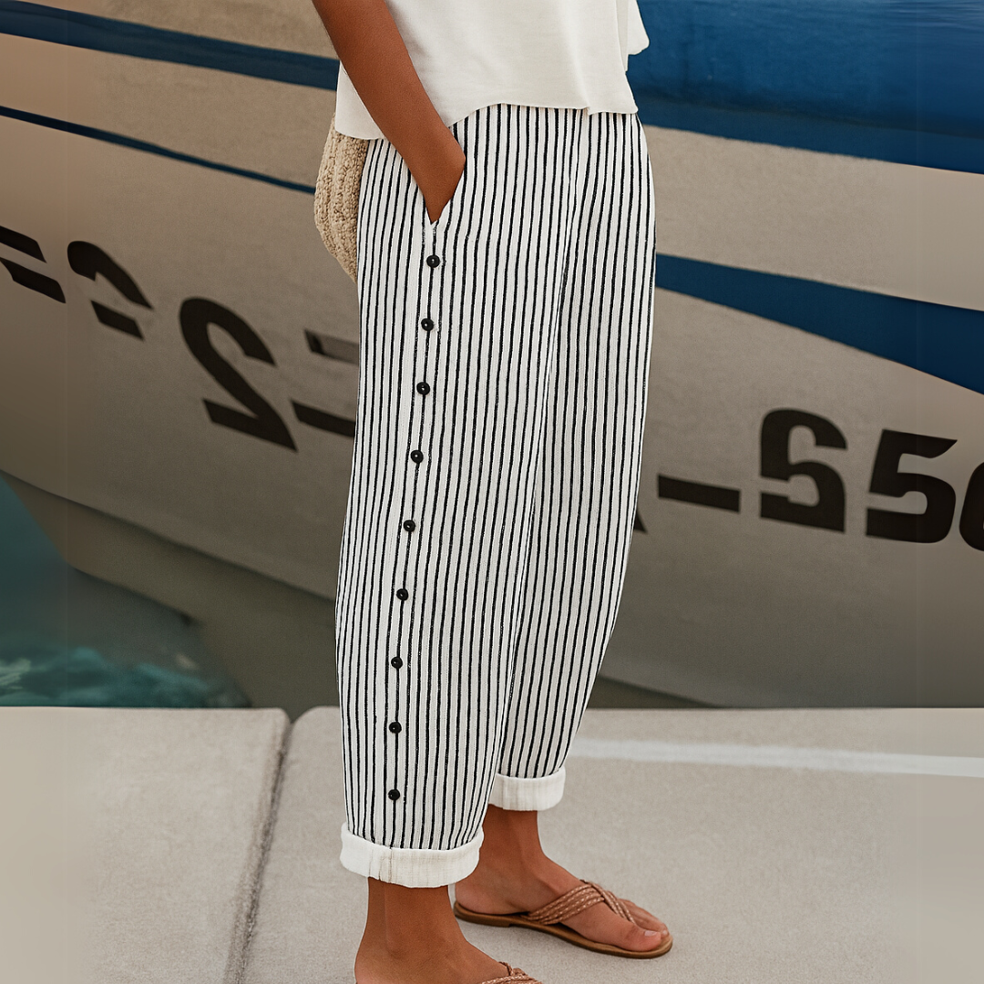 Moda Lusitana - Calças Casuais com Botões