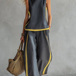 Conjunto Elegante de Algodão e Linho