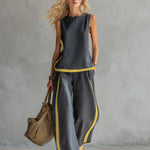 Conjunto Elegante de Algodão e Linho