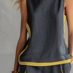 Conjunto Elegante de Algodão e Linho